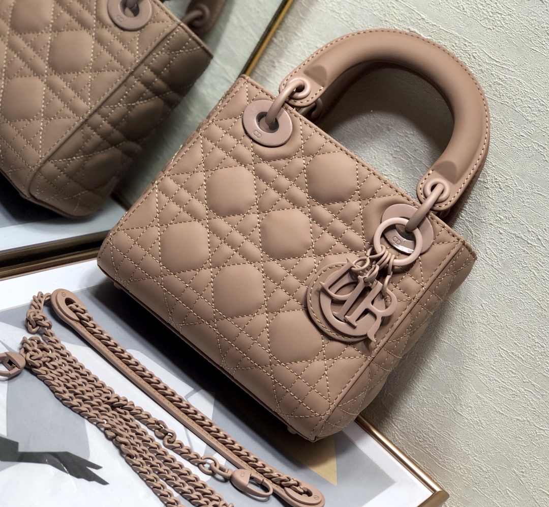 Mini Lady Dior Bag Biscuit Ultramatte Cannage Calfskin